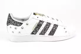 Adidas Superstar Black Silver Glitter & Strass