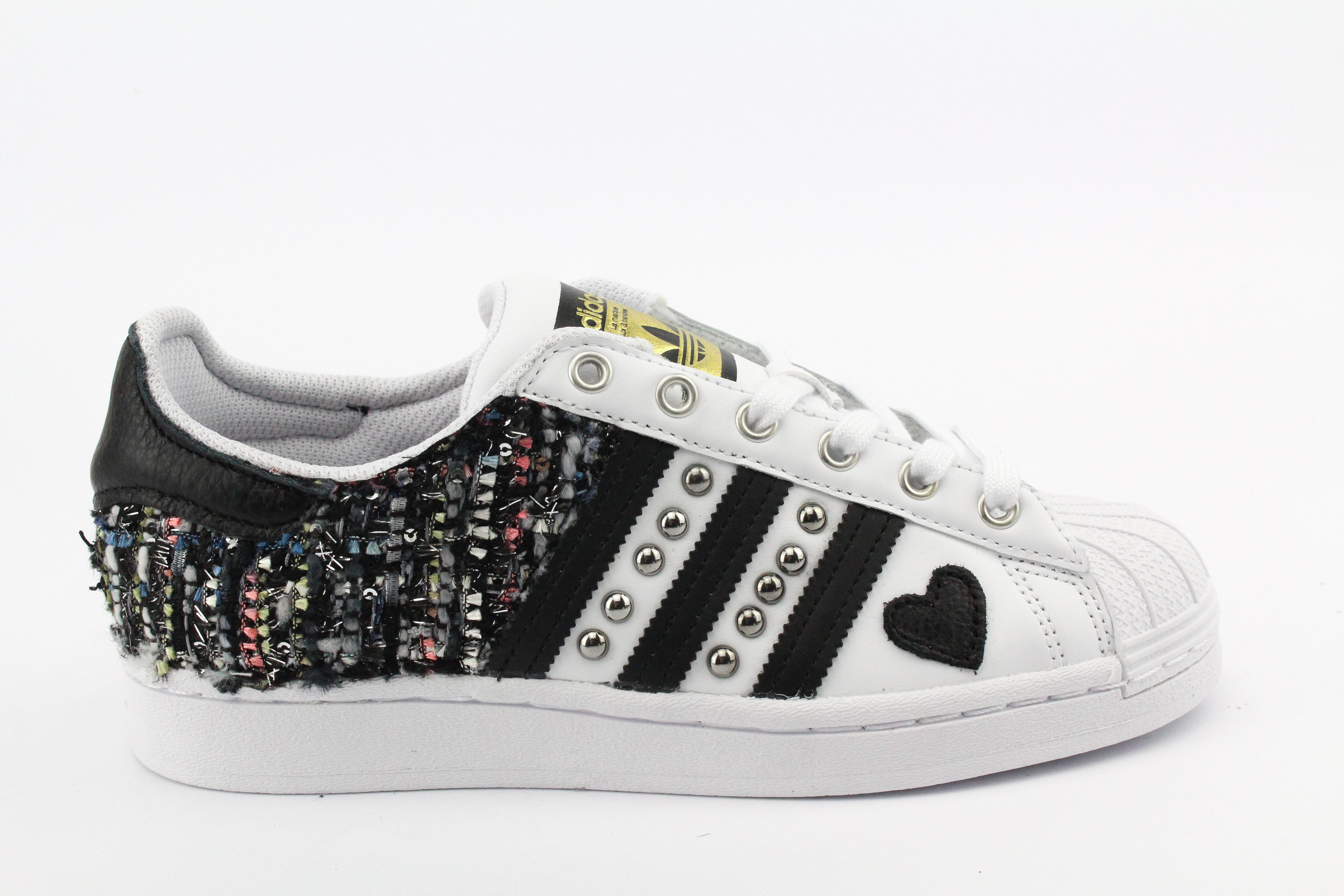 Adidas Superstar Black Tweed Glitter & Borchie