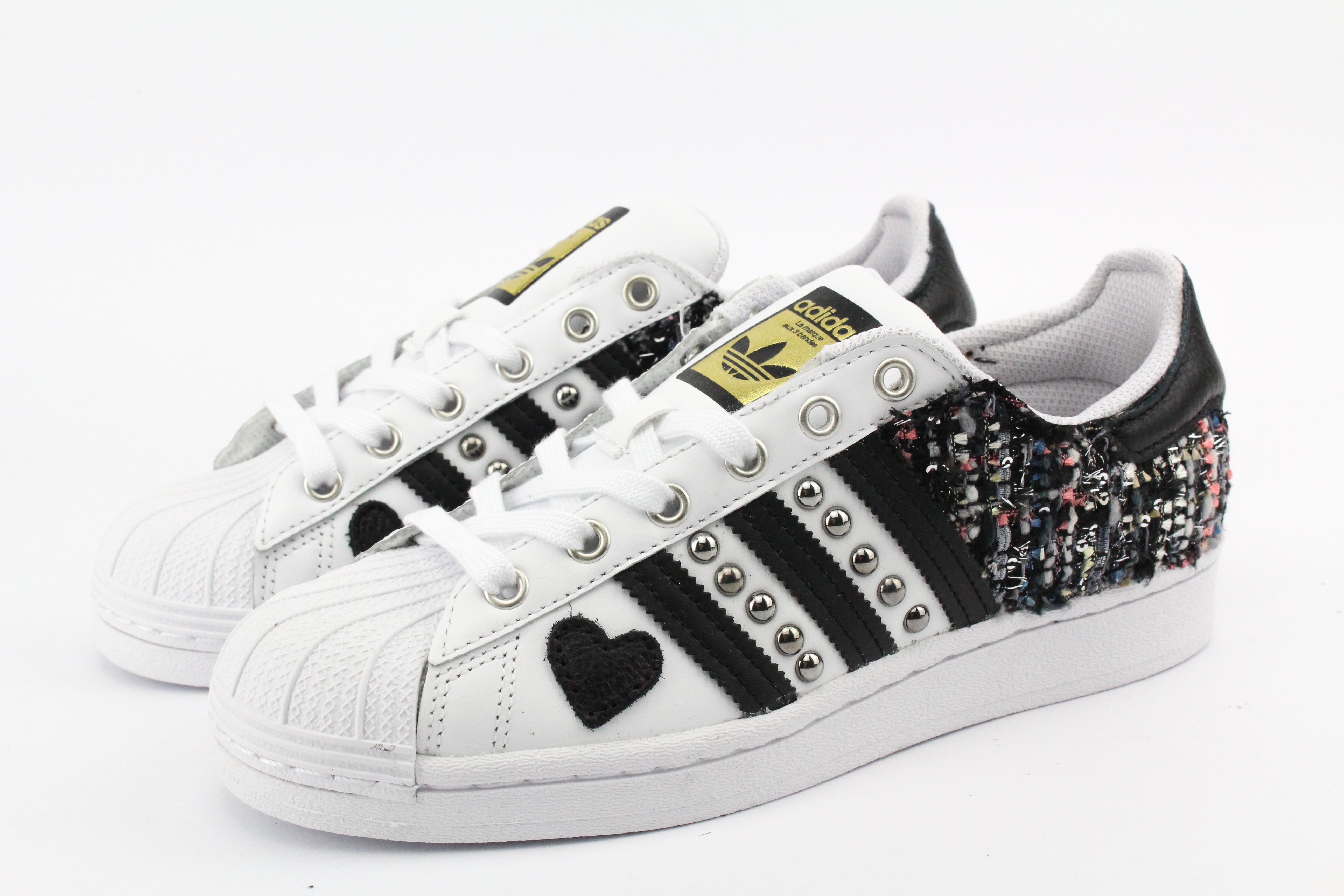 Adidas Superstar Black Tweed Glitter & Borchie