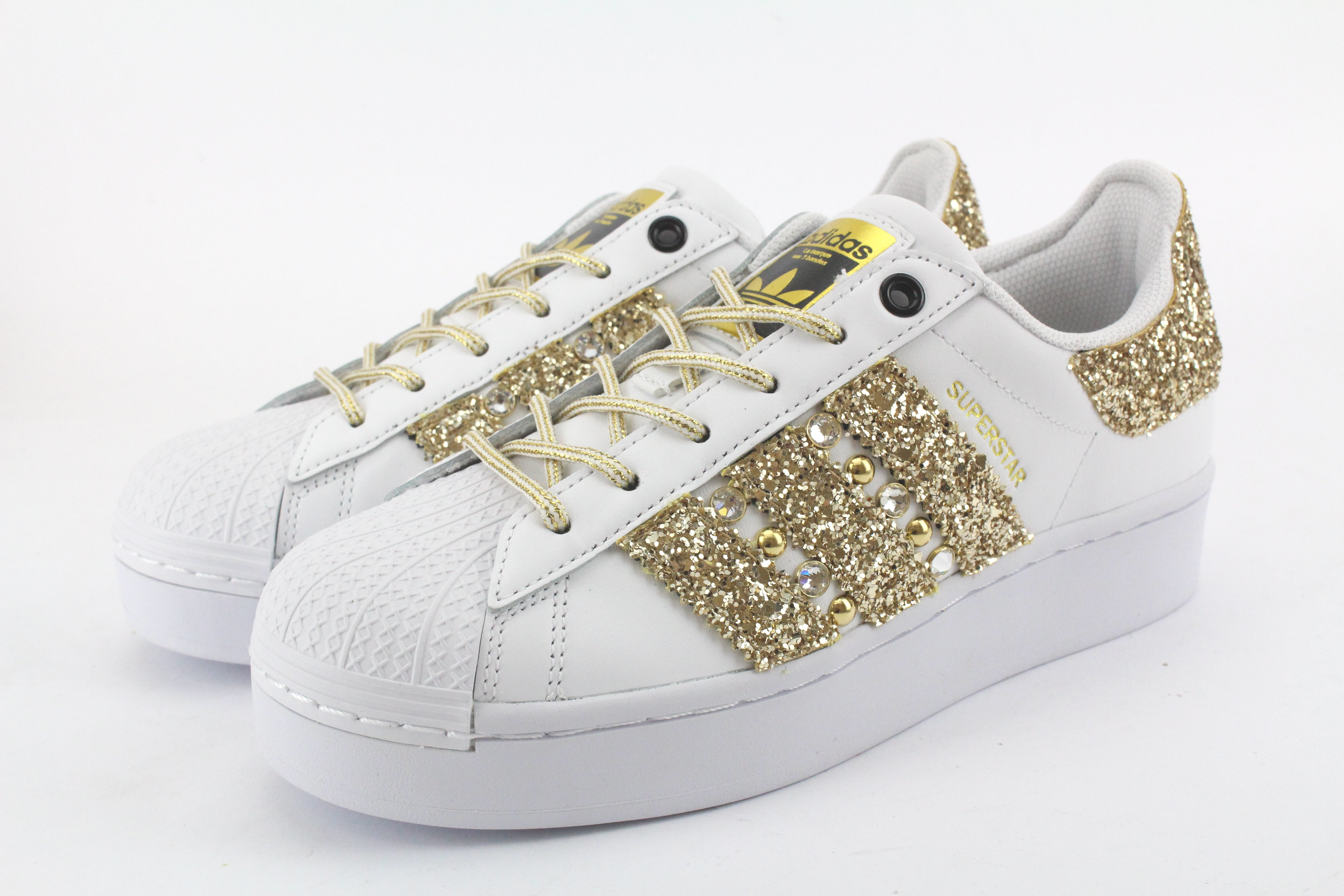 Adidas Superstar Bold Glitter Borchie e Strass Oro