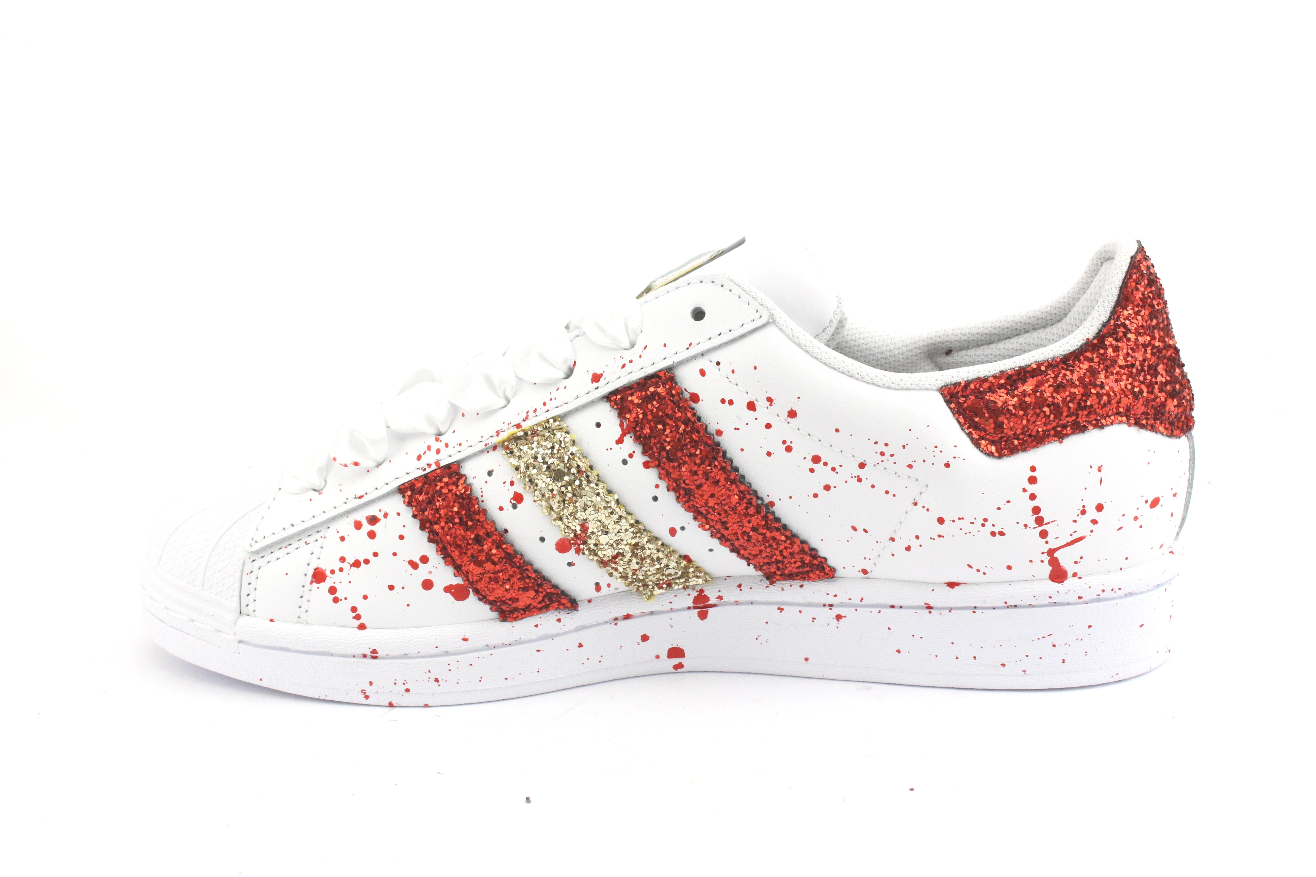 Adidas Superstar Gold Red Glitter & Vernice e cuore