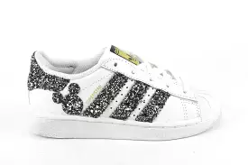 Adidas Superstar J Black Silver Glitter & Topolini