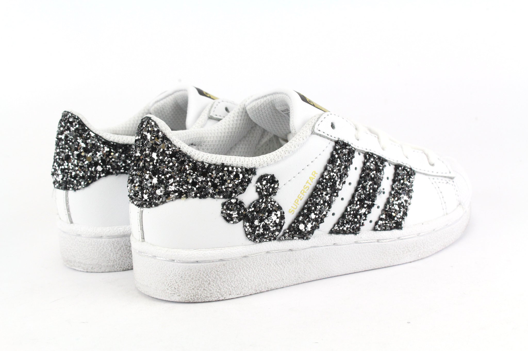 Adidas Superstar J Black Silver Glitter & Topolini