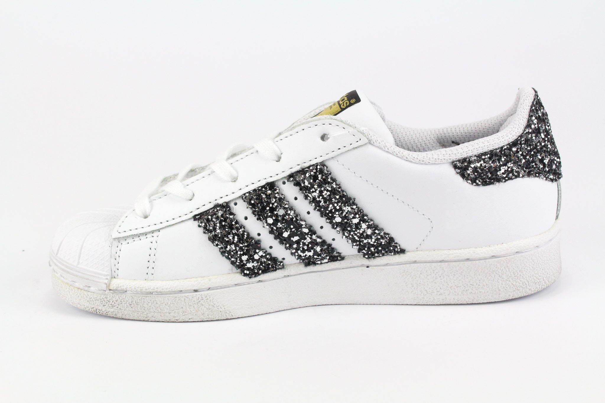 Adidas Superstar J Black Silver Glitter