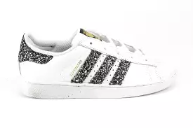 Adidas Superstar J Black Silver Glitter