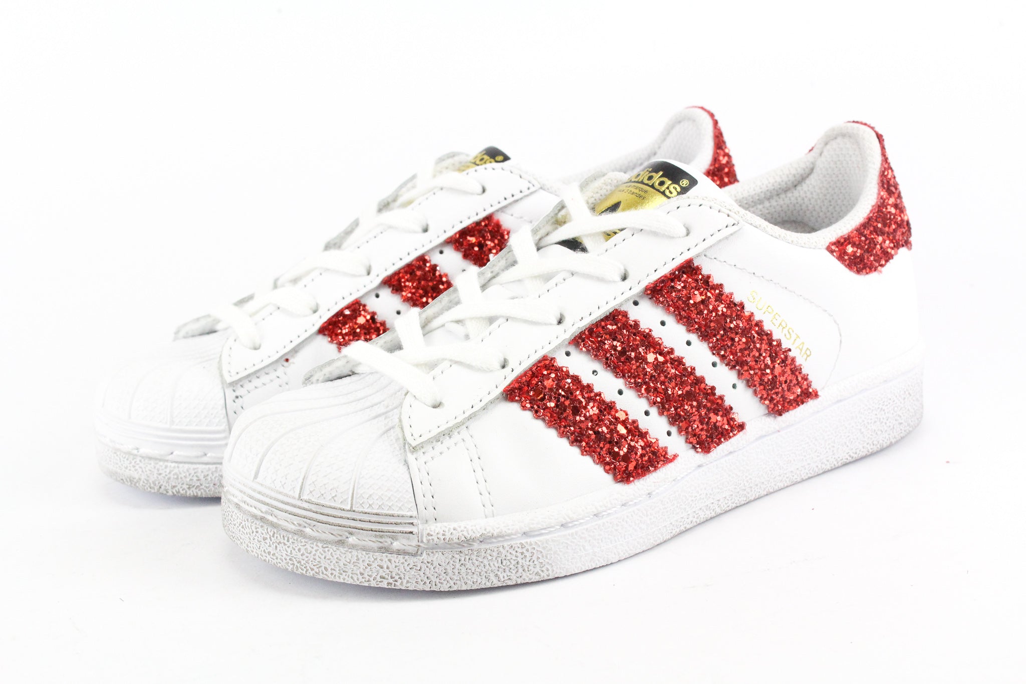 Adidas Superstar J Red Glitter