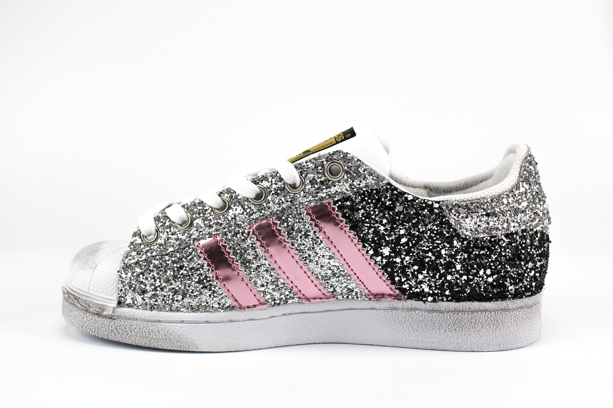 Adidas Superstar Pink Total Glitter Black & Silver