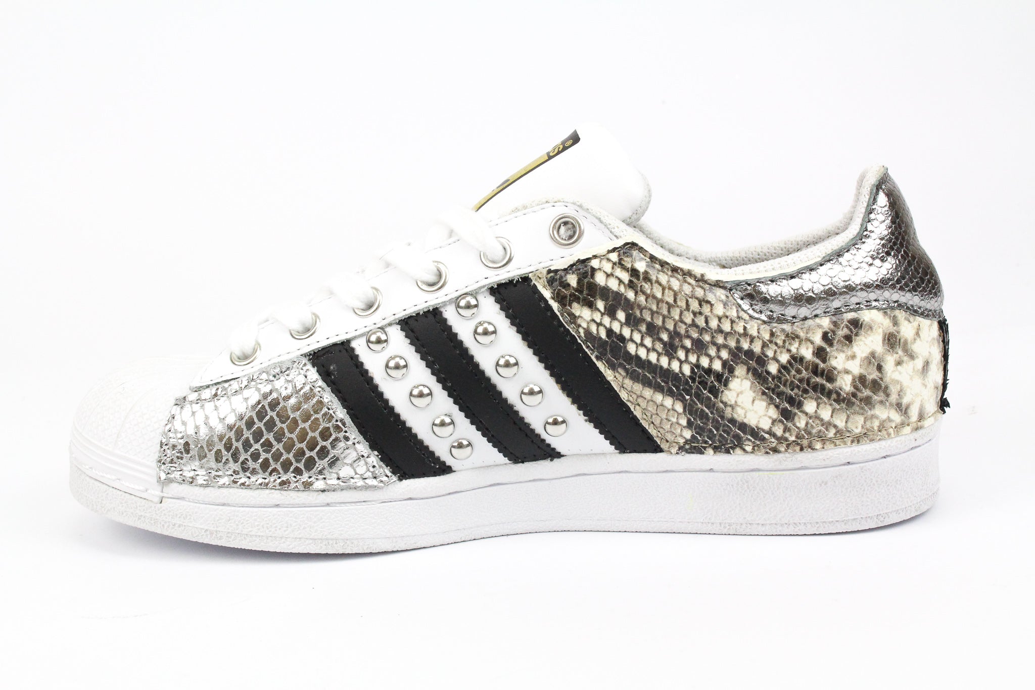 Adidas Superstar Pitone Borchie & Pelle Laminata Argento