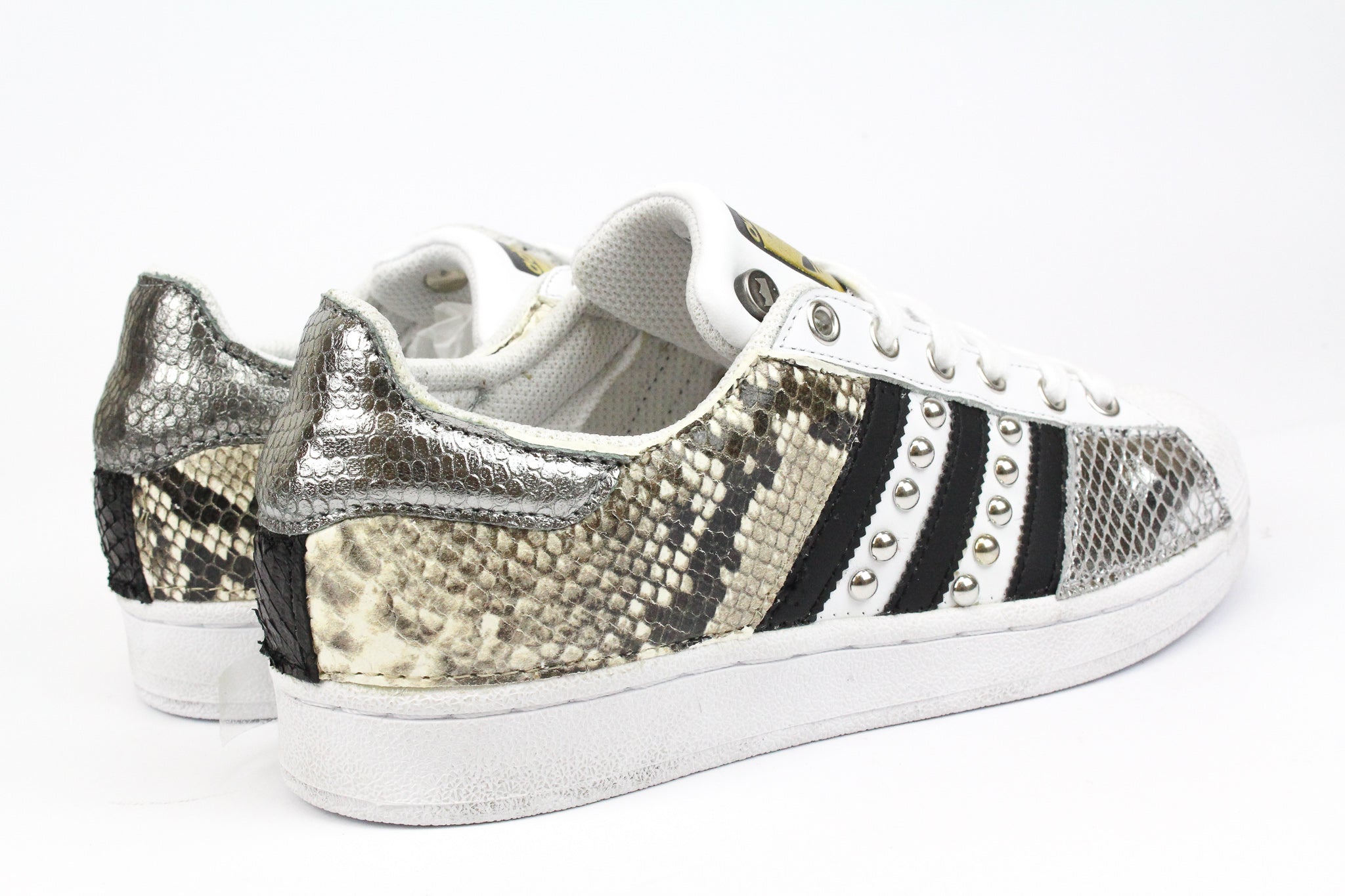 Adidas Superstar Pitone Borchie & Pelle Laminata Argento