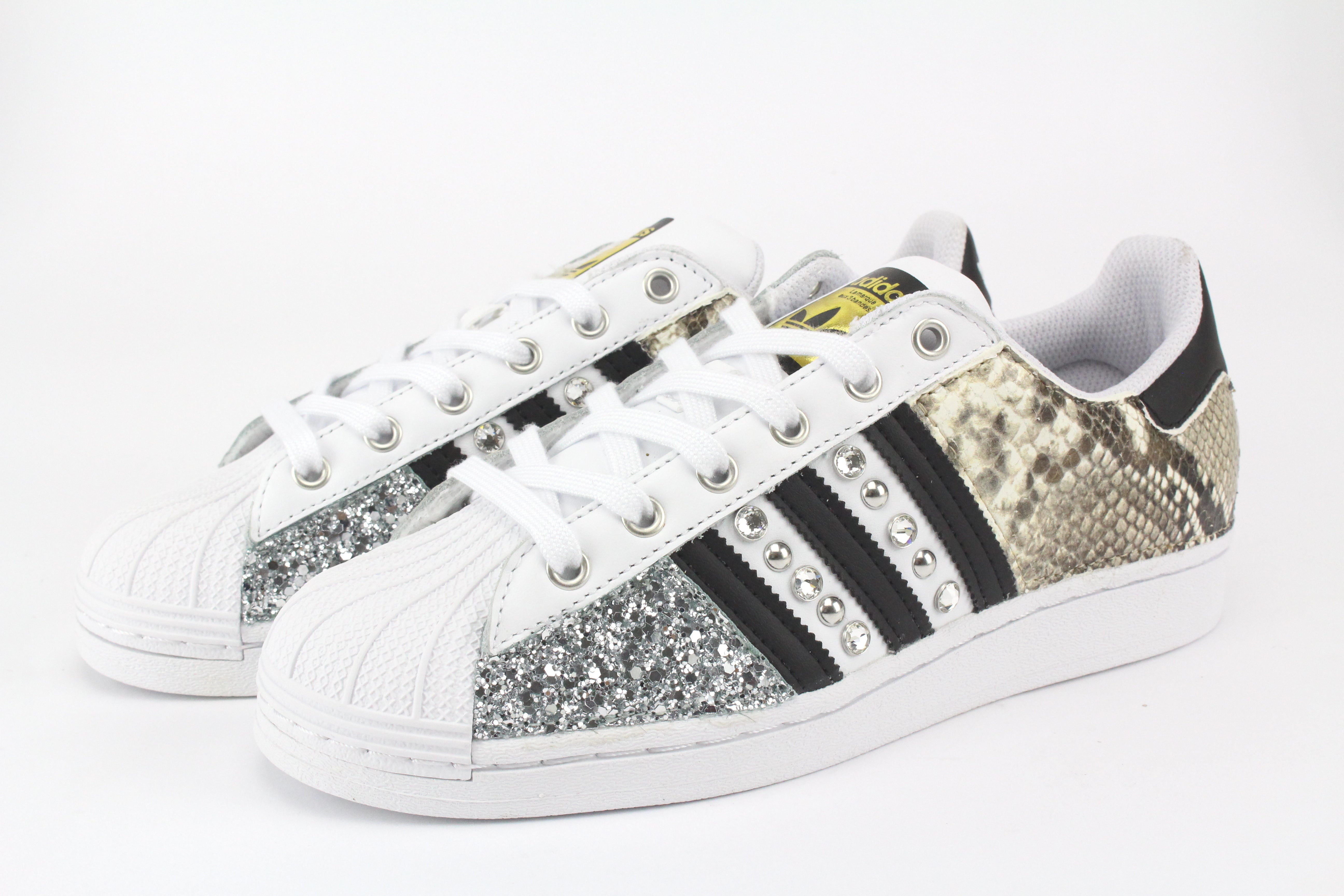 Adidas Superstar Pitone Borchie Strass & Glitter Argento