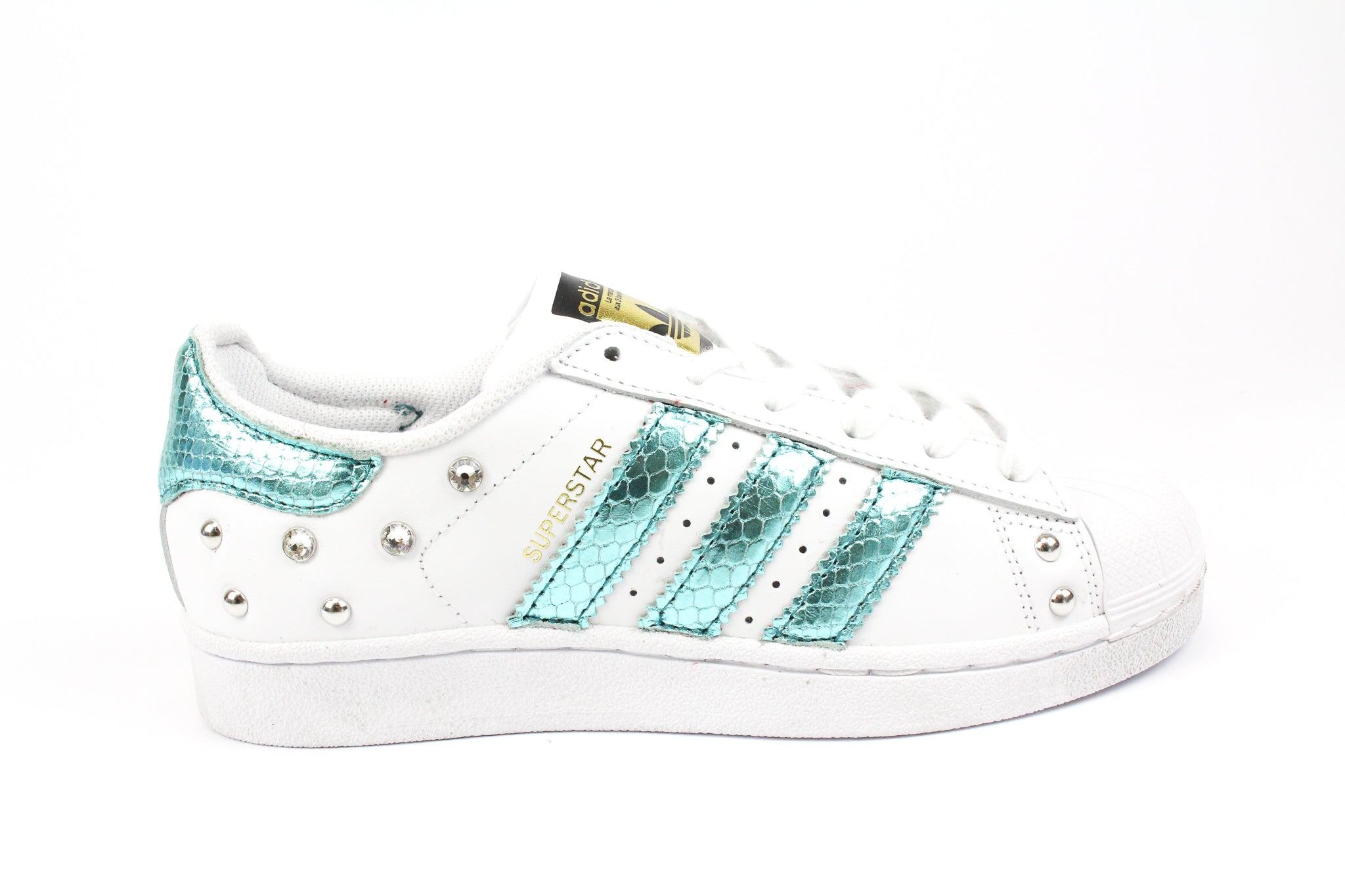 Adidas Superstar Pitone Laminato Azzurro Borchie & Strass