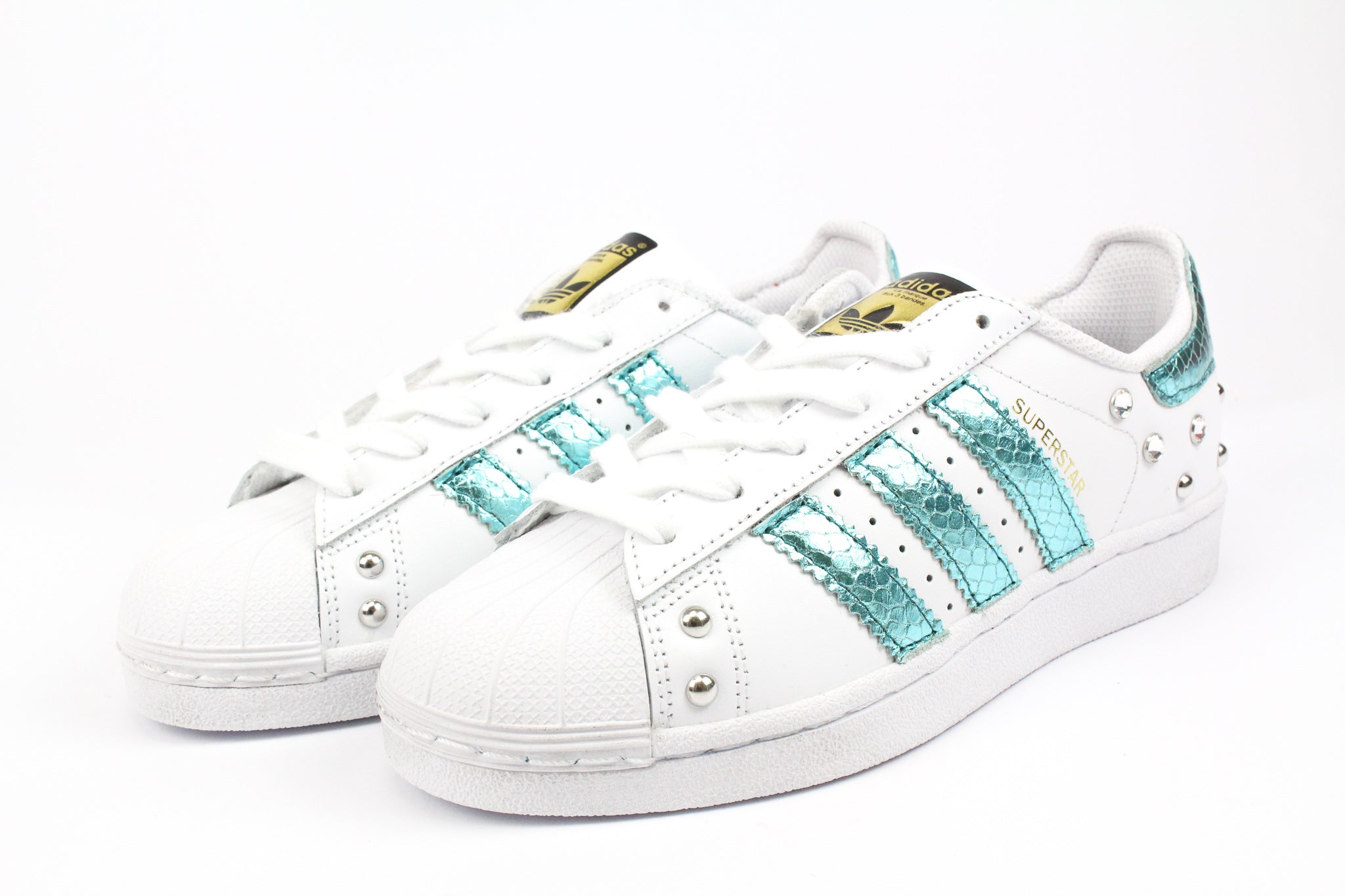 Adidas Superstar Pitone Laminato Azzurro Borchie & Strass