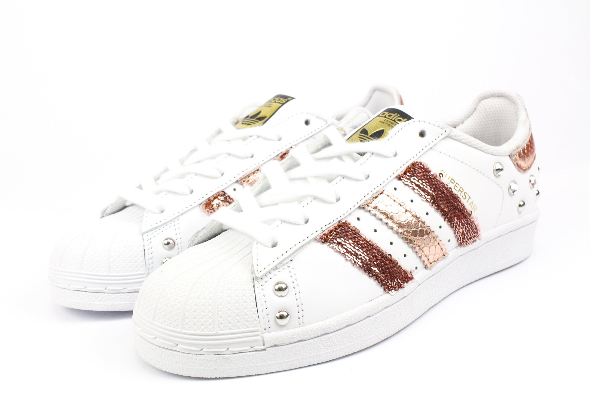 Adidas Superstar Pitone Laminato Rosa Rame Paillettes & Strass