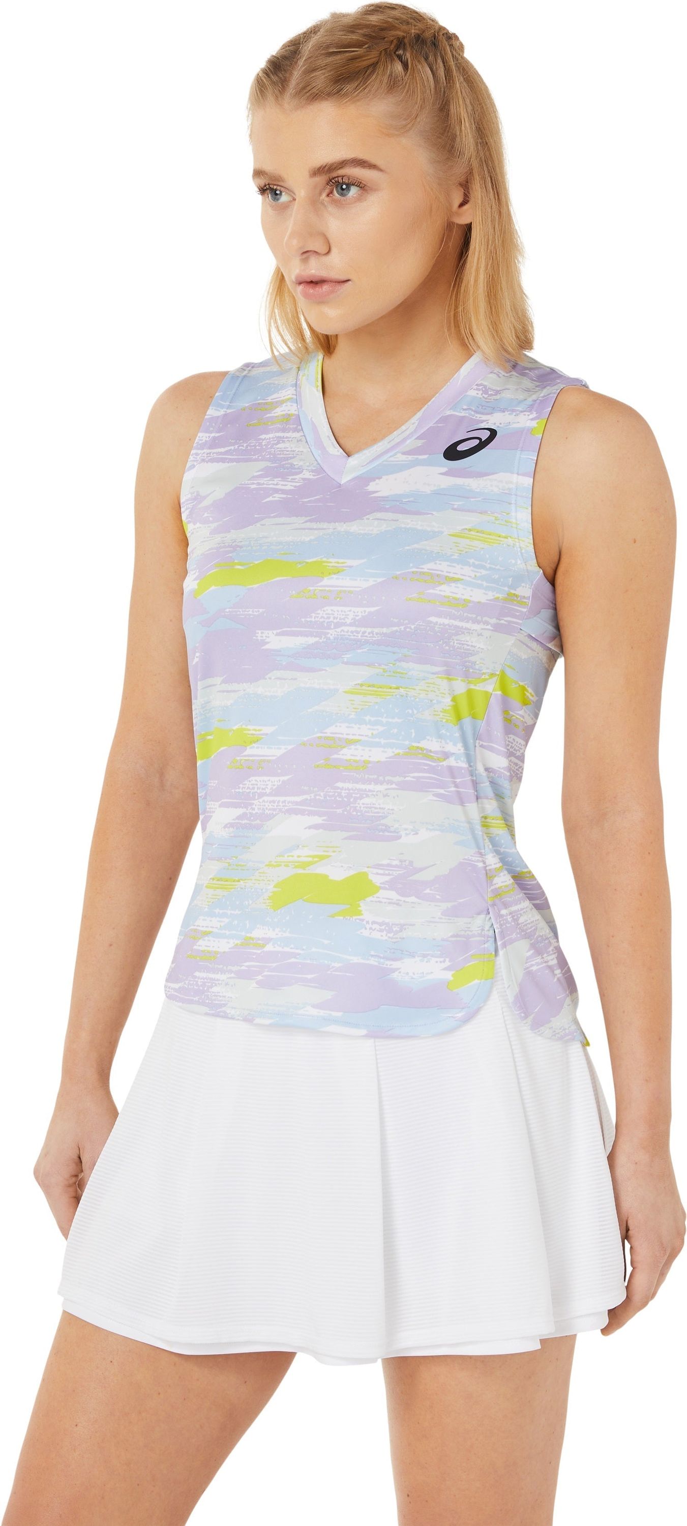 Asics Tank Top Match Graphic Dames Indigo Wit Blauw