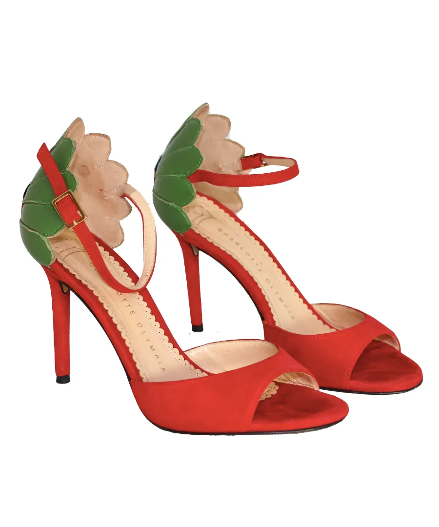 Charlotte Olympia Sandali rossi in camoscio dettaglio coccinella - N. 36