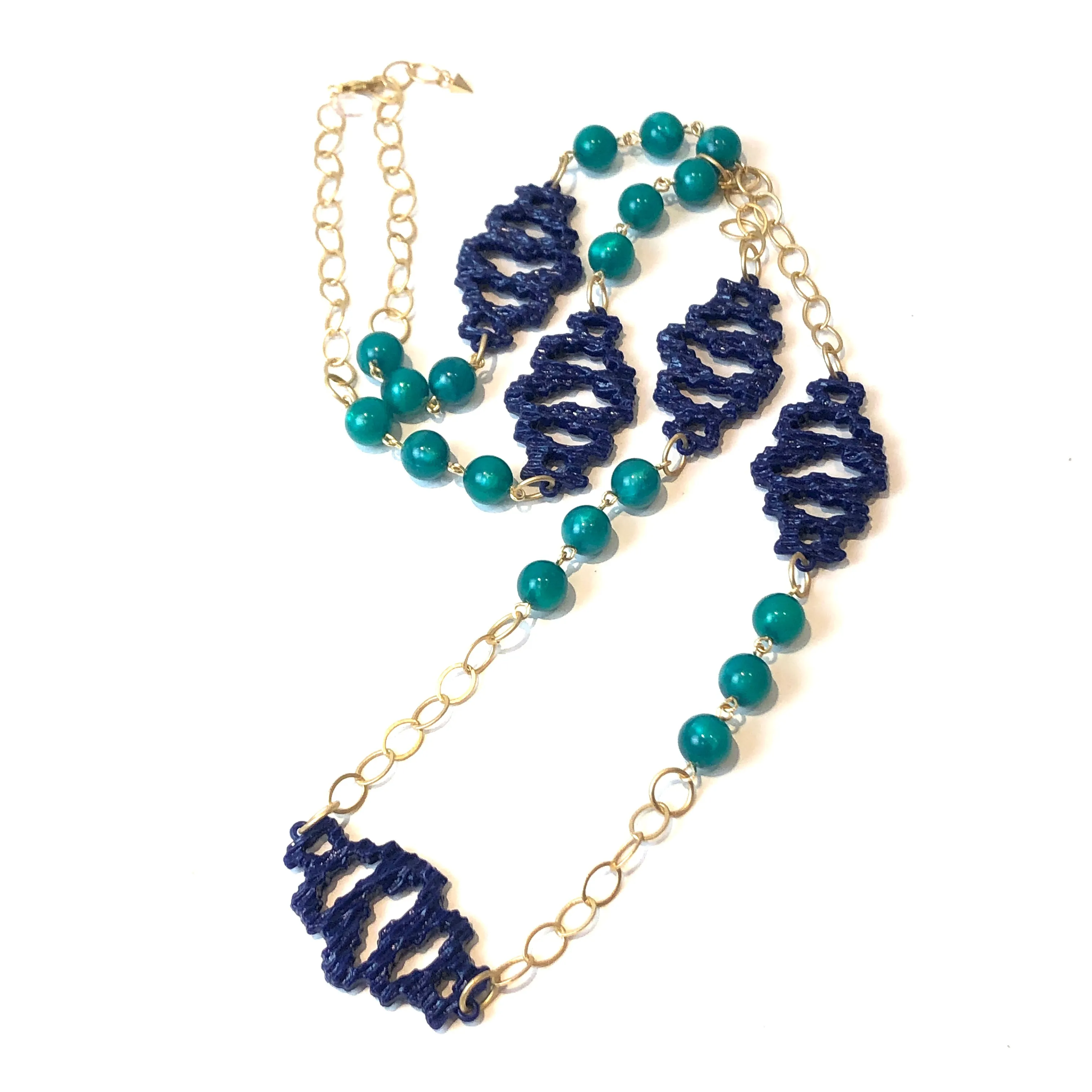 Grecian Reef Blue & Gold Rope Necklace