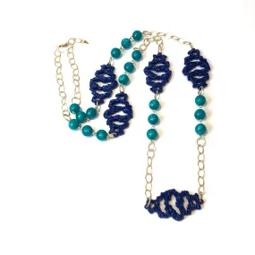 Grecian Reef Blue & Gold Rope Necklace