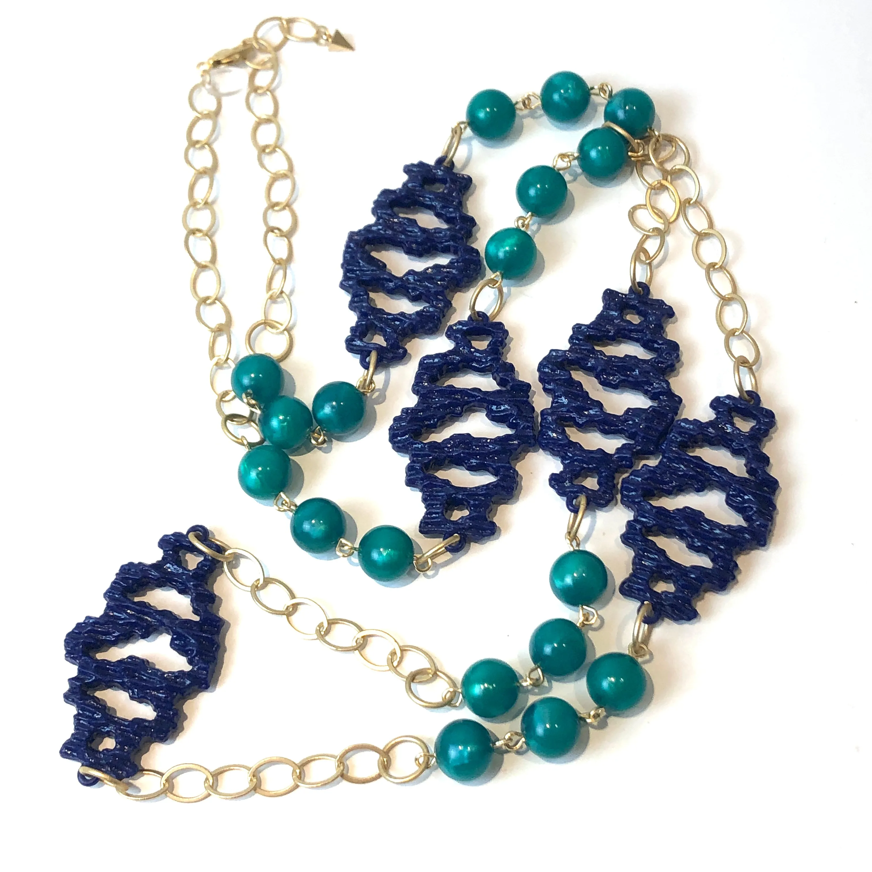 Grecian Reef Blue & Gold Rope Necklace