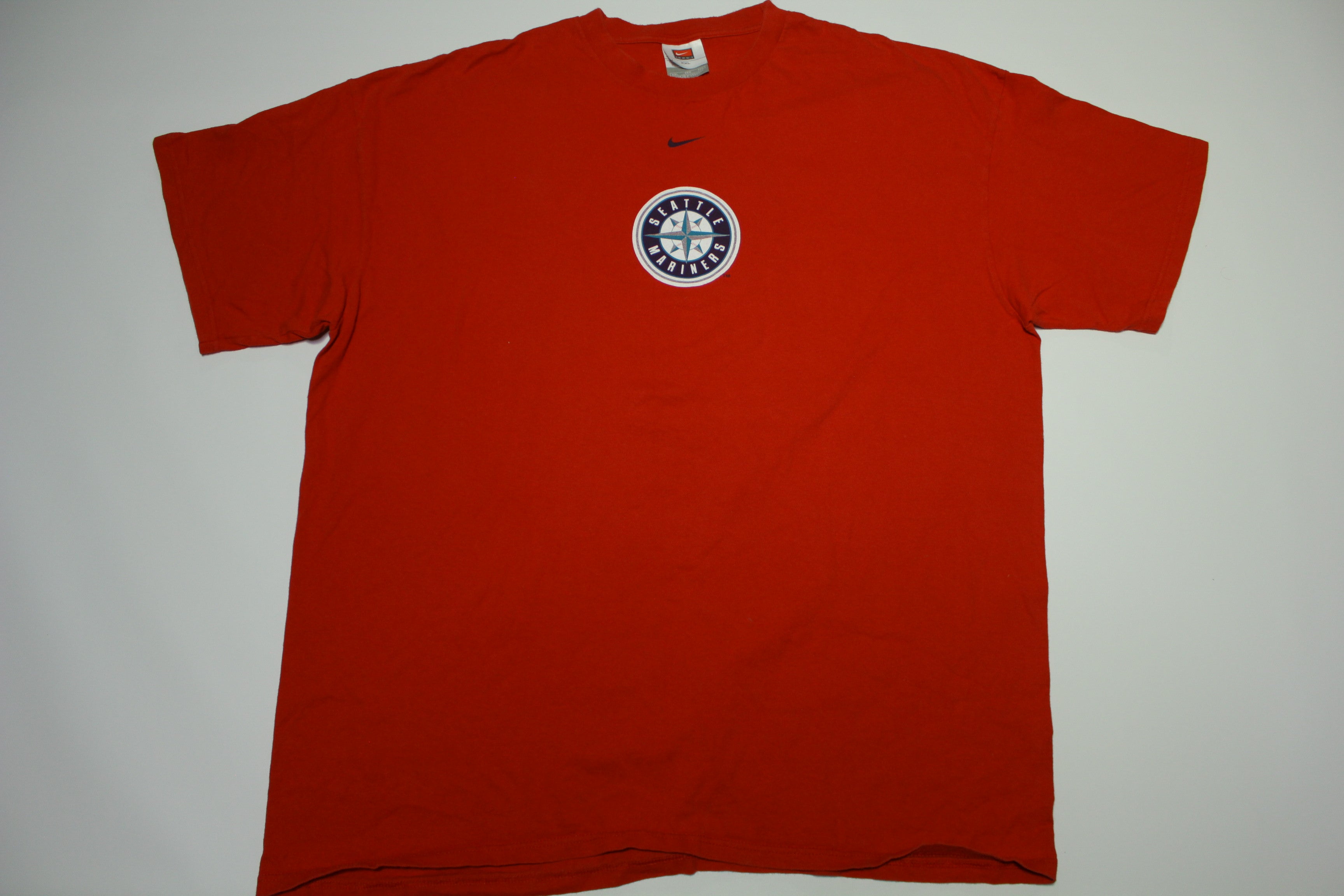 Let's Go Seattle Mariners Vintage 2005 Nike Red Center Check Swoosh T-Shirt