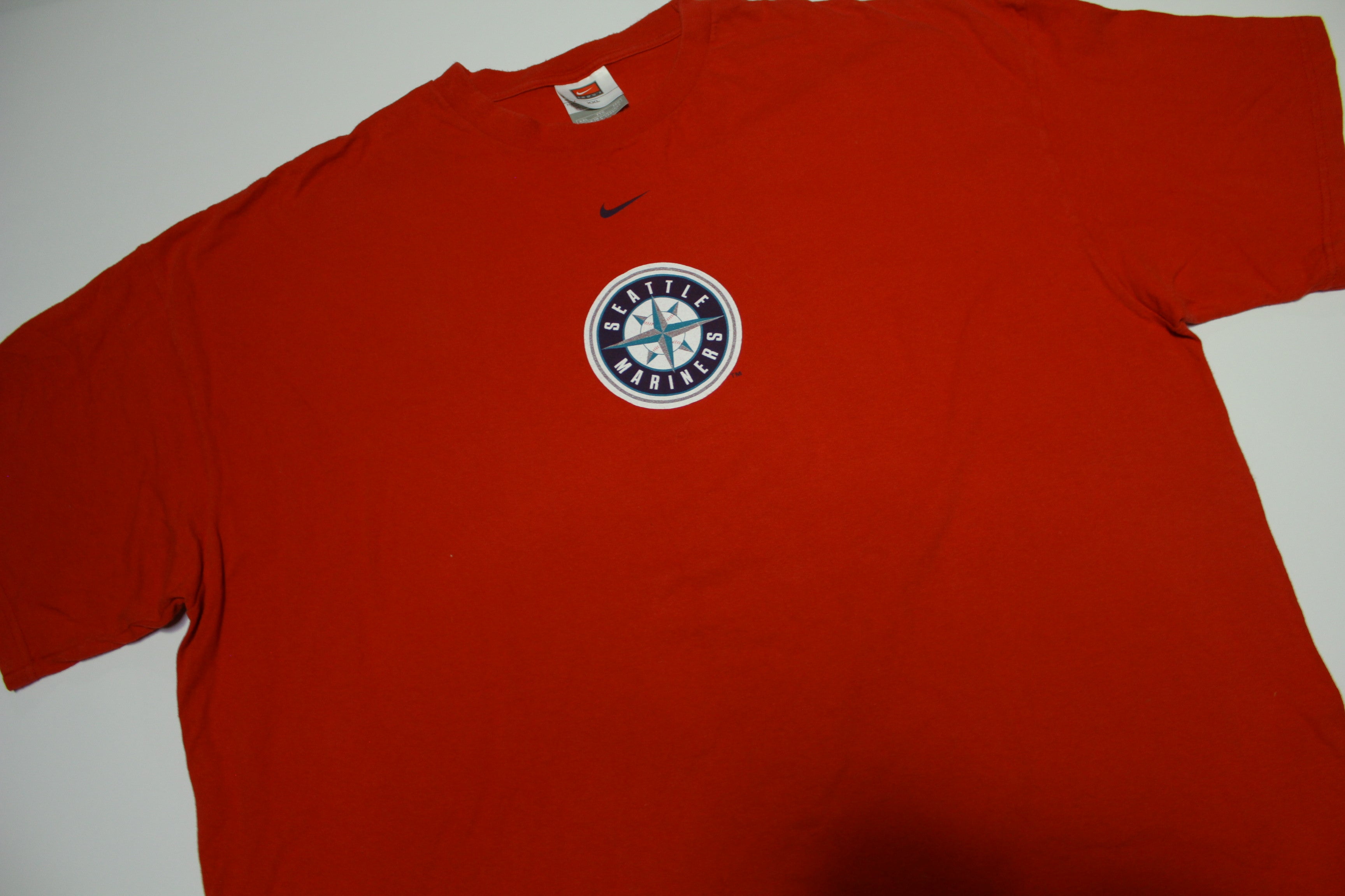 Let's Go Seattle Mariners Vintage 2005 Nike Red Center Check Swoosh T-Shirt