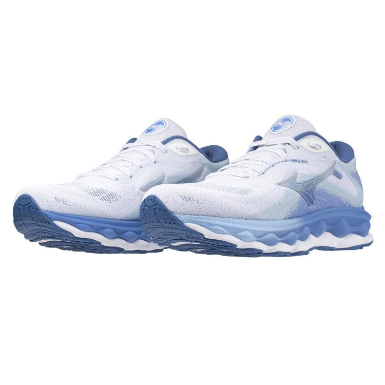 Mizuno Wave Sky 7 (B Width) - White/Nickel/Marina (Womens)