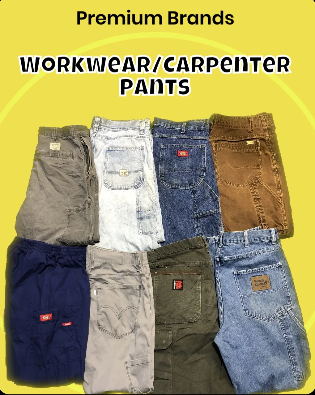 Premium Brand Workwear Carpenter Pants including Carhartt Dickies Red Kap Wrangler etc