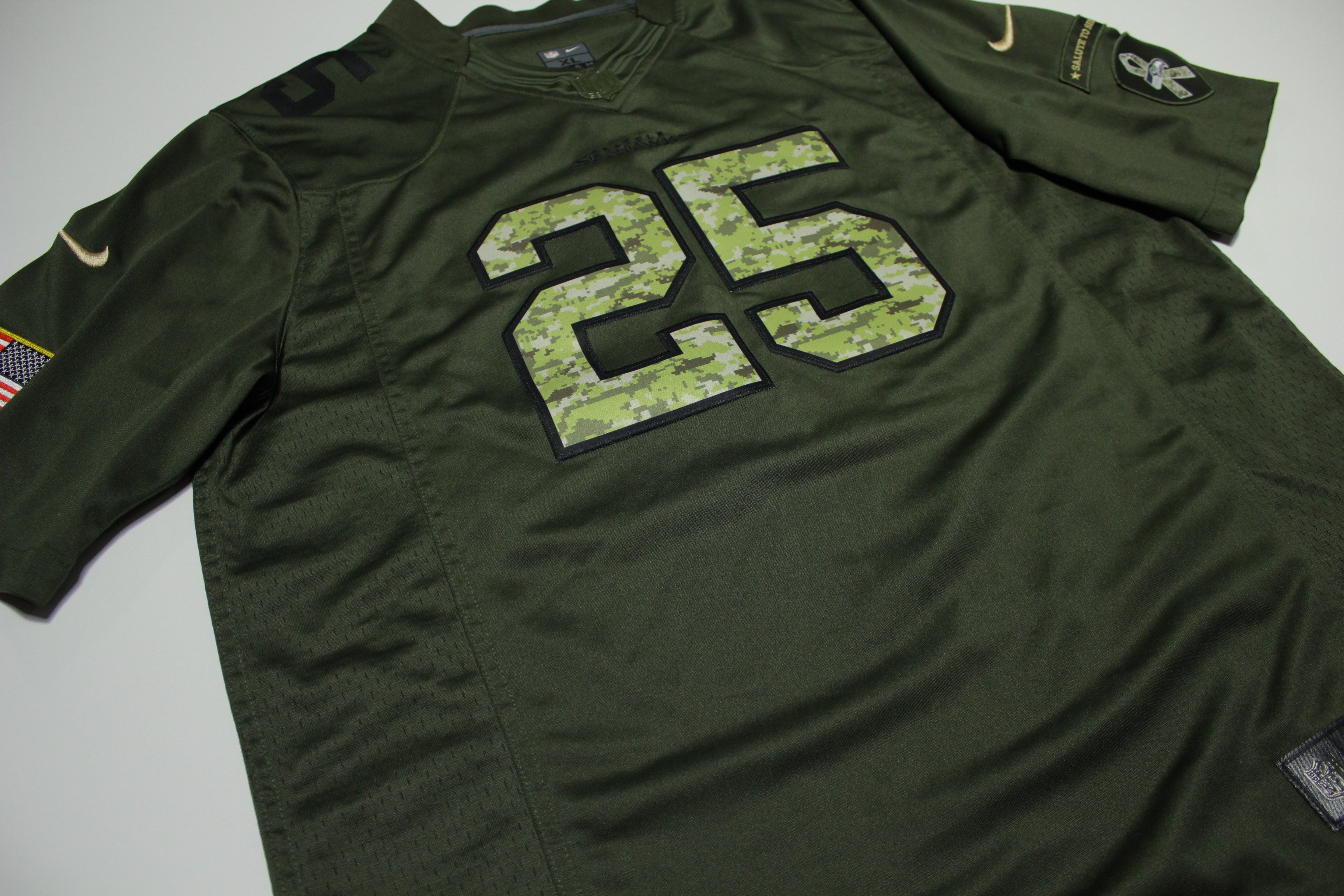 Richard Sherman Nike On Field #25 Military Salute To Service Rare Camo Patch Jersey