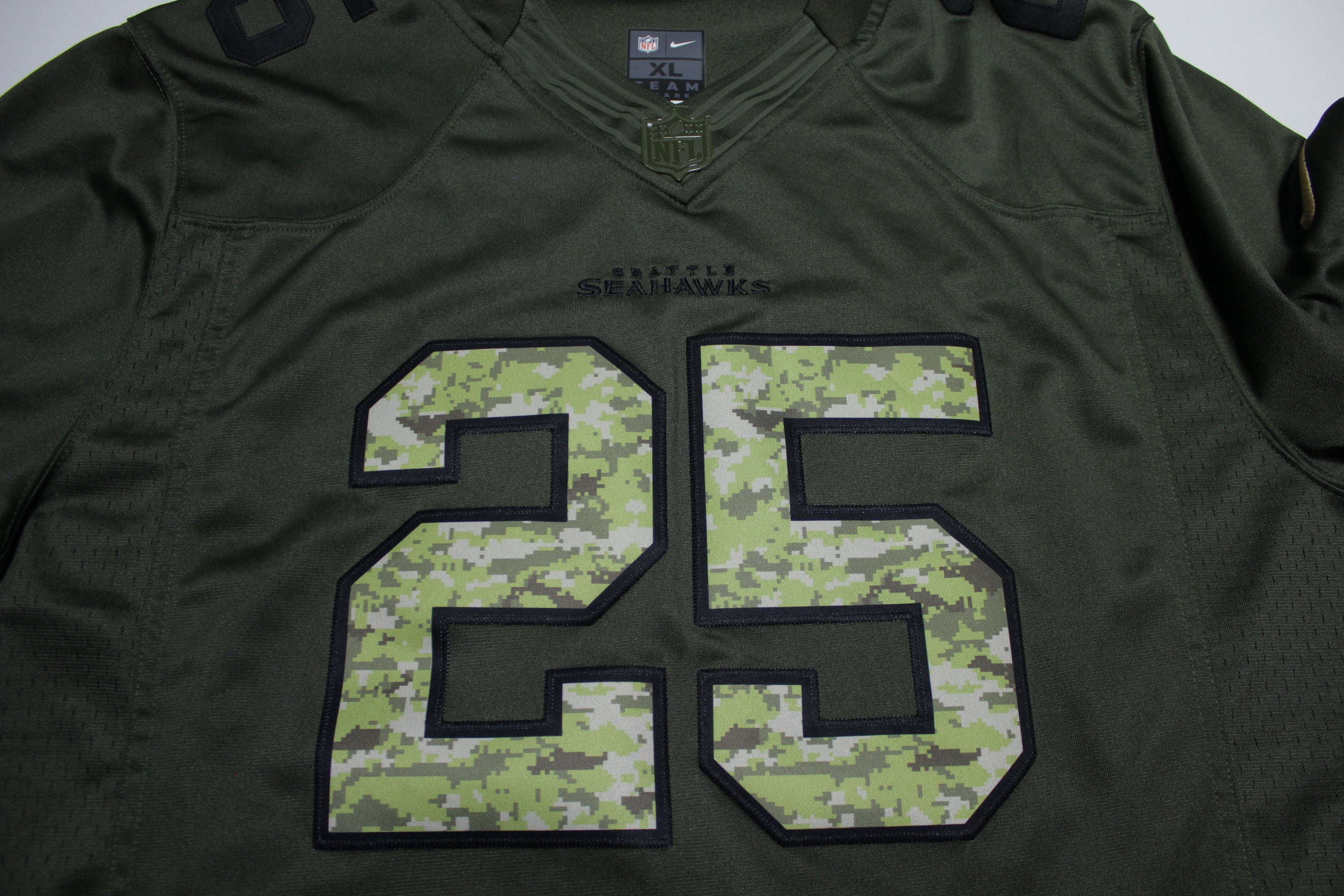 Richard Sherman Nike On Field #25 Military Salute To Service Rare Camo Patch Jersey