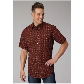 Roper Men's Red Geo Print Short Sleeve