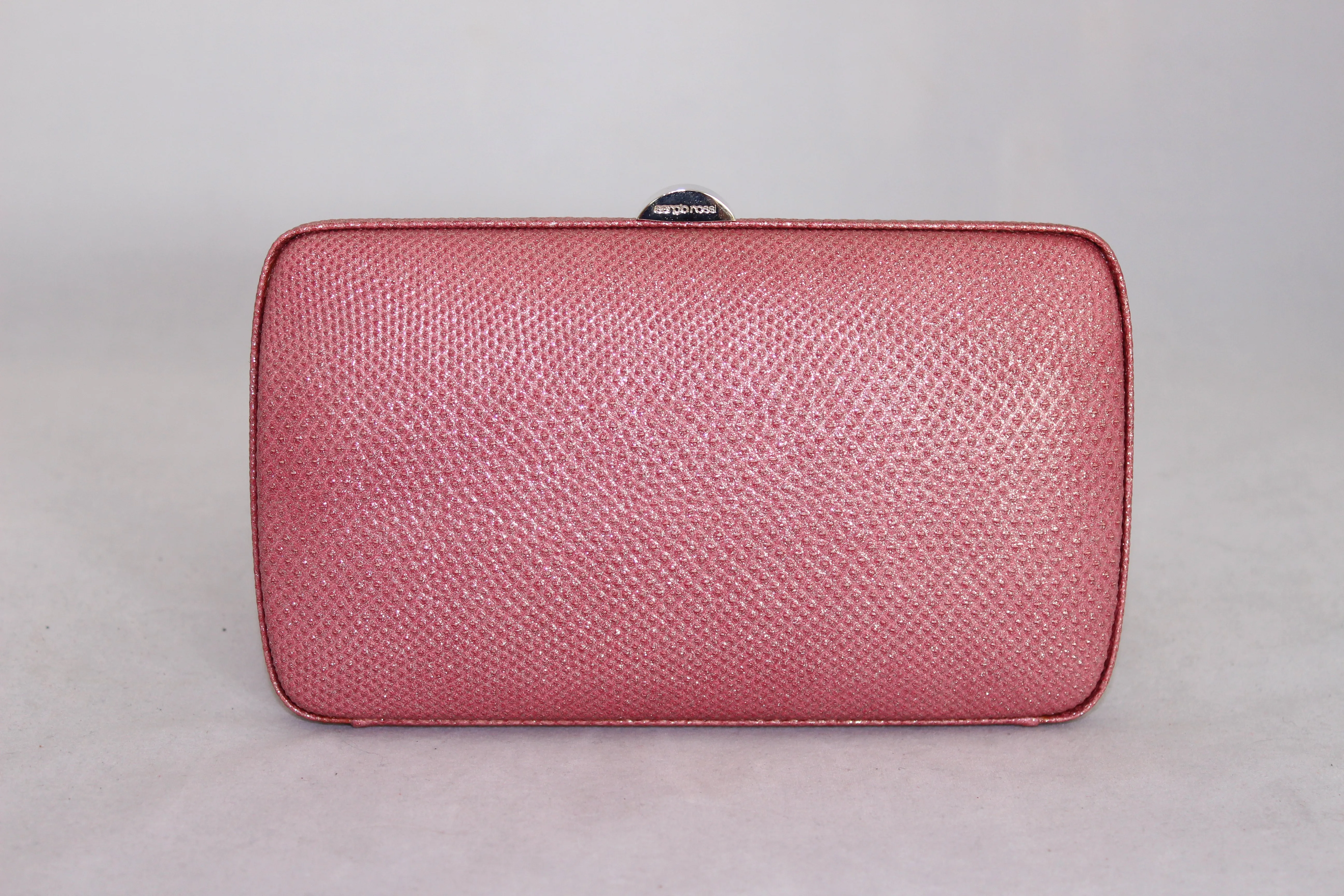 Sergio Rossi Pochette rosa in lurex rigida