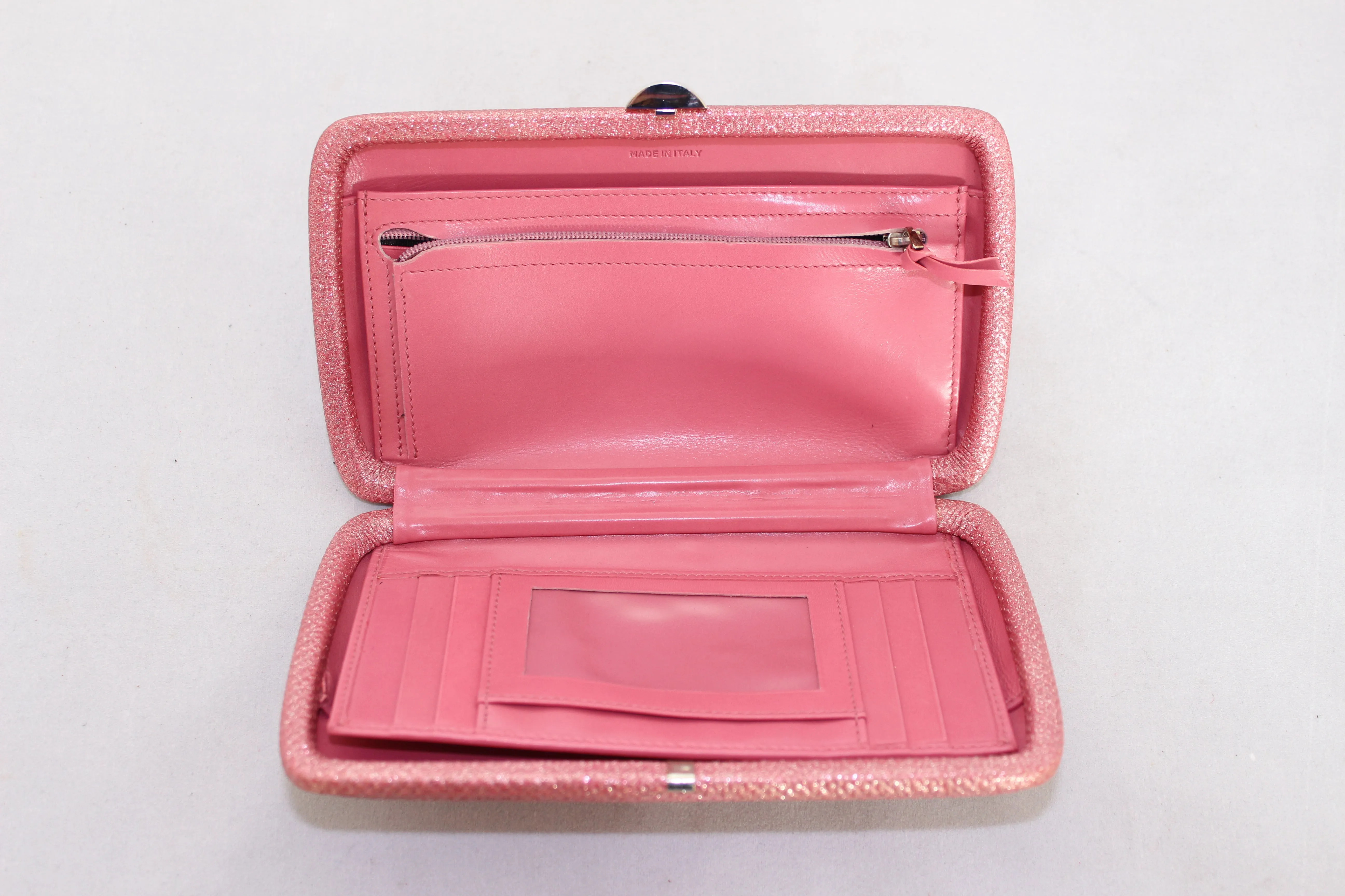 Sergio Rossi Pochette rosa in lurex rigida