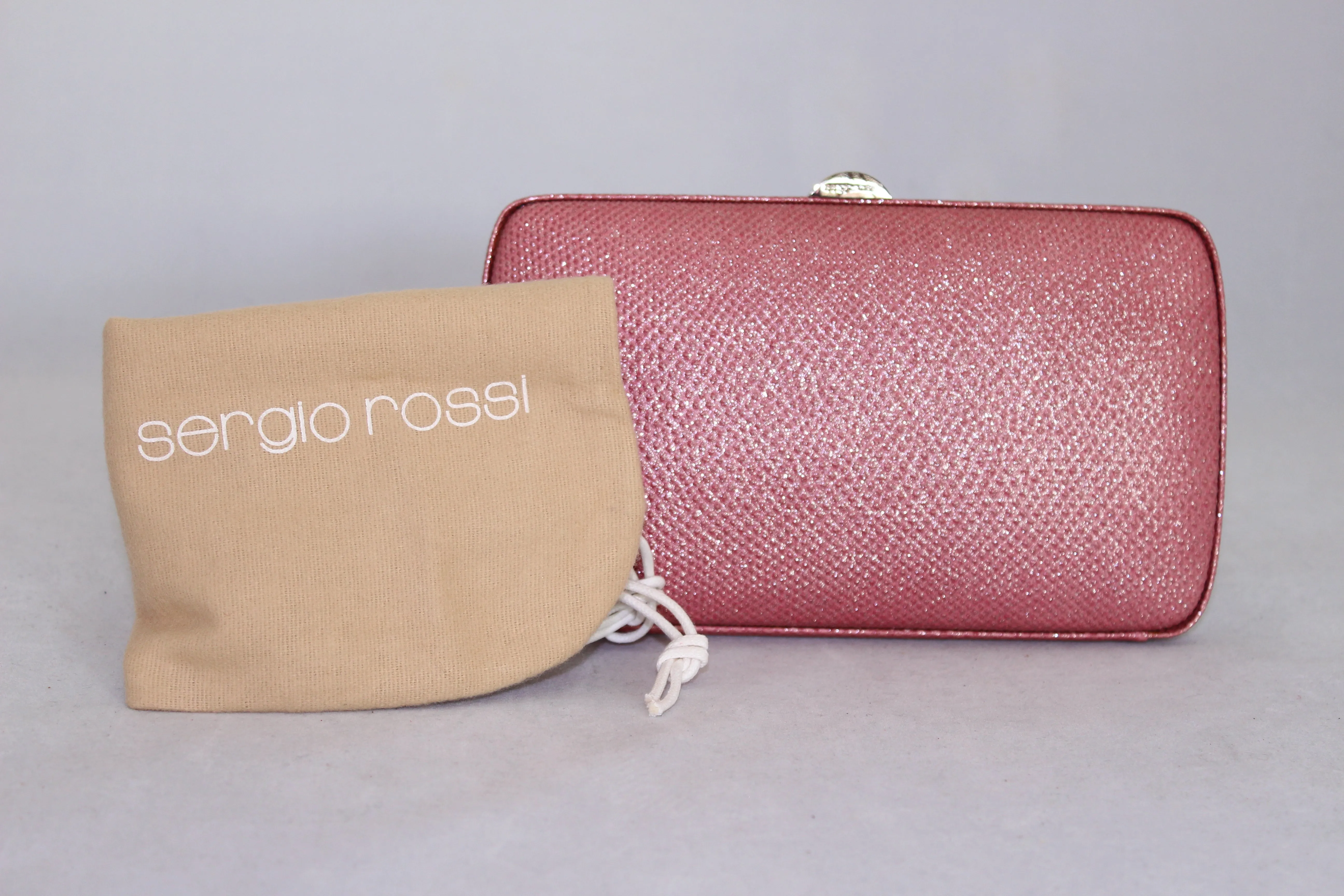 Sergio Rossi Pochette rosa in lurex rigida