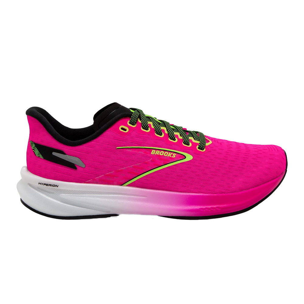 Women's Brooks Hyperion, Pink Glo/Green/Black, 9.5 B