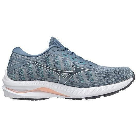 Women's Mizuno Wave Rider 25 Waveknit, Quarry/Vaporous Grey, 6 B Medium